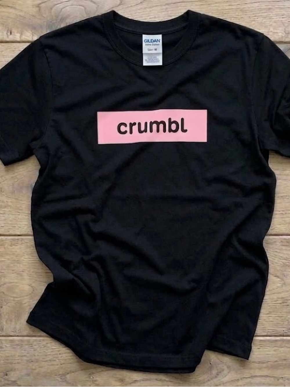 Gildan Black Tee with Pink "crumbl" Logo